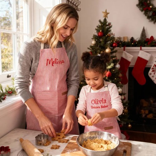 Personalised embroidered apron - embroidered,