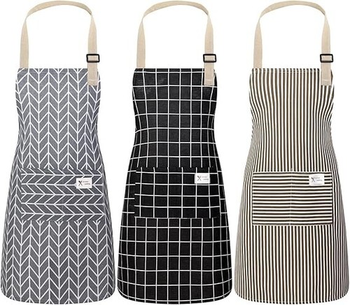 Pack aprons with - with, pocket