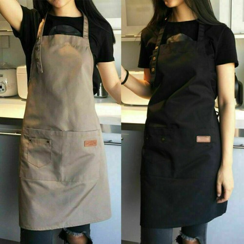 Denim canvas pockets apron - denim,