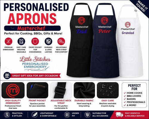 Embroidered masterchef apron - embroidered,